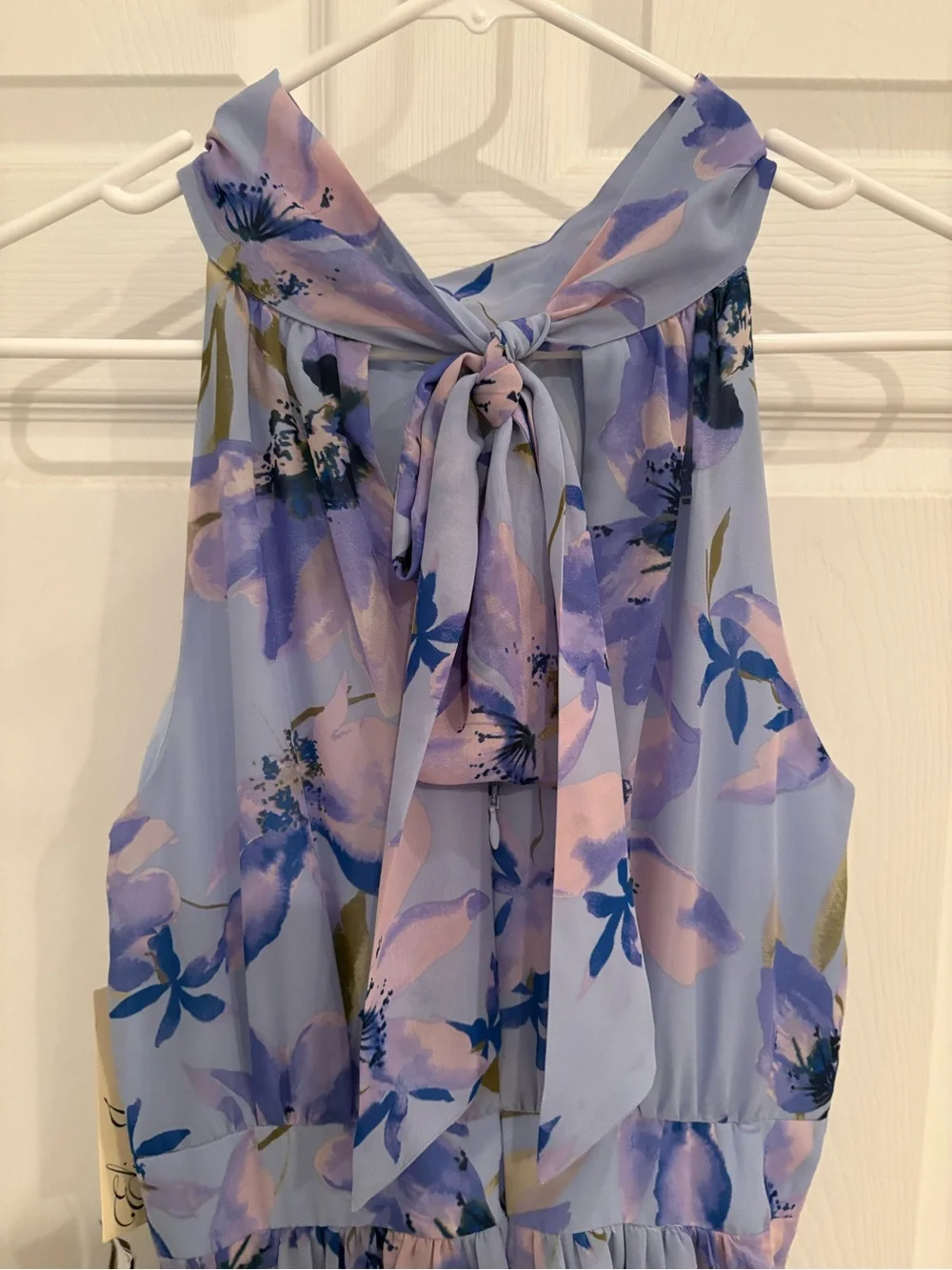 Eliza J Lavender Floral Tie-Neck Maxi Dress - Picture 5 of 10
